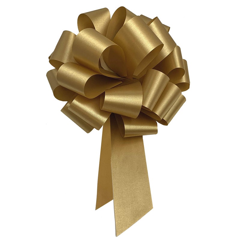 GiftWrap Etc. Large Gold Ribbon Pull Bows - 9"" Wide  Set of 6  Fall Decoration  Thanksgiving  Christmas  Gift Basket  Presents  Anniversary  Birthday  Wreath  Swag  Fundraiser  Classroom  Office  NYE - Image 3
